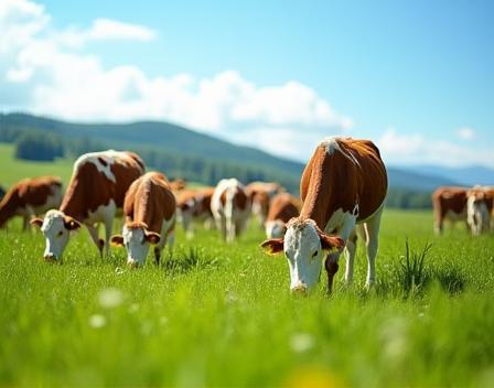 Junge Rinderherde auf Weide
